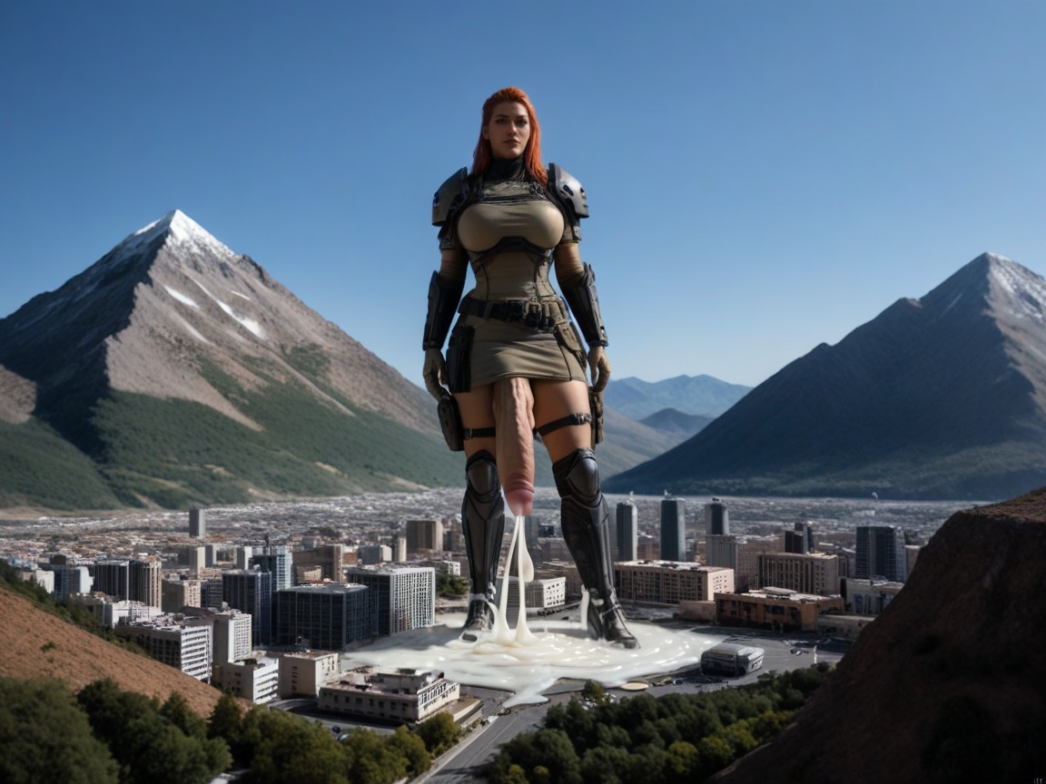 Structured Tan Camo And Black Armored Bodysuit With Desert Camo Accents, High-tech Materials, Giant Cock Porno IA