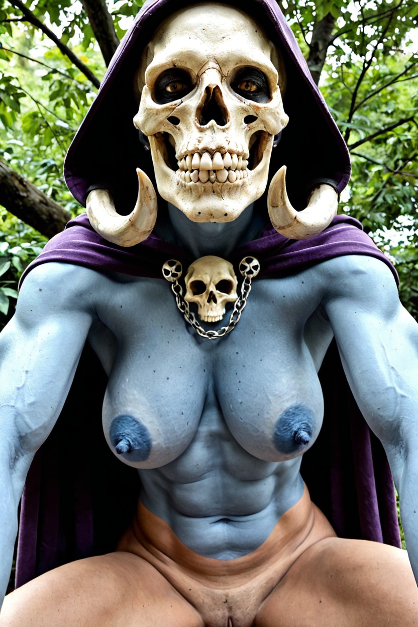 Toned Muscles, Hyper Long Blue Nipples, Vista Desde Abajo Porno IA