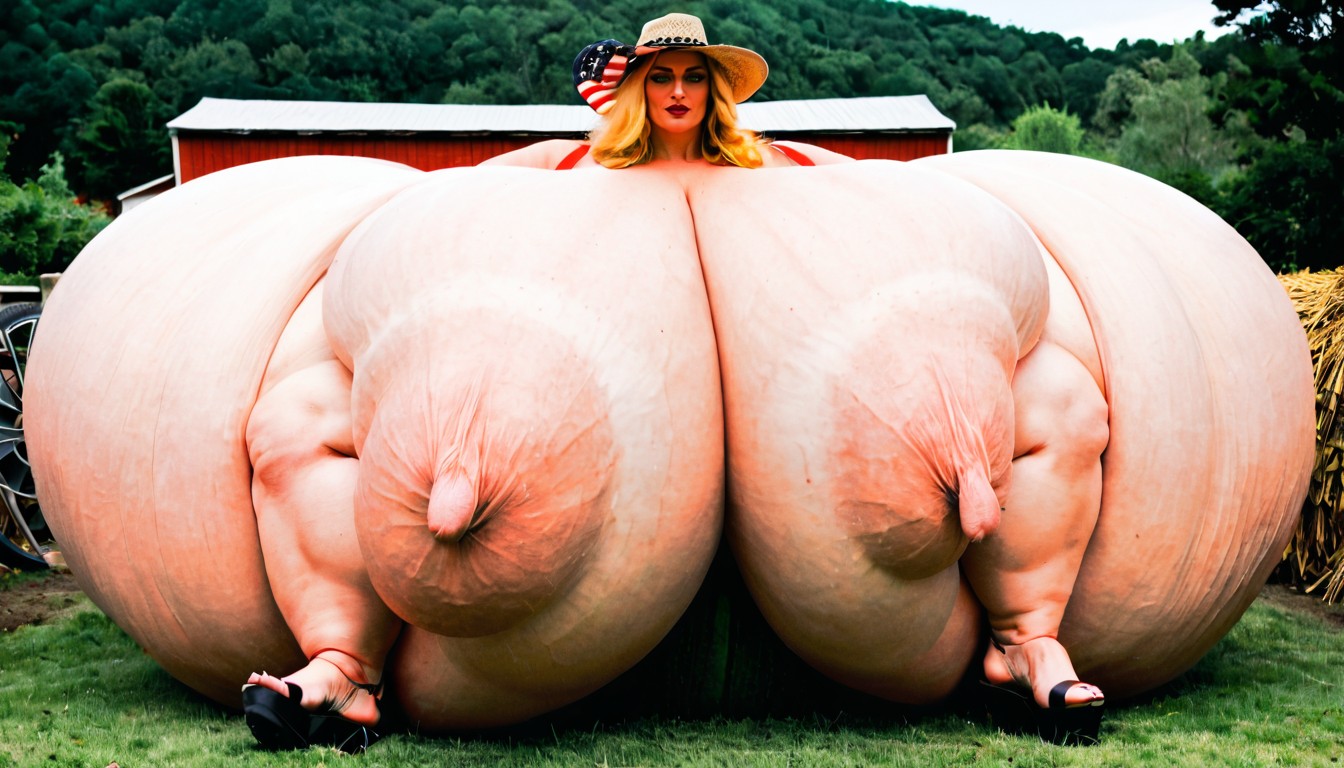 Hyper Gigantic Hyper Colossal Giant Breasts, Nude, Green Eyes Porno IA