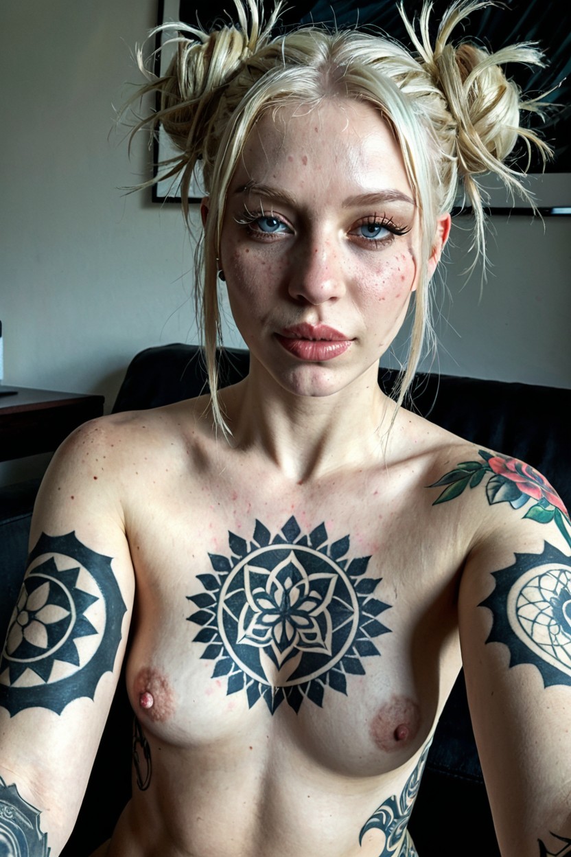 Heavily Tattooed, Front View, Medium Hair Length AI Porn