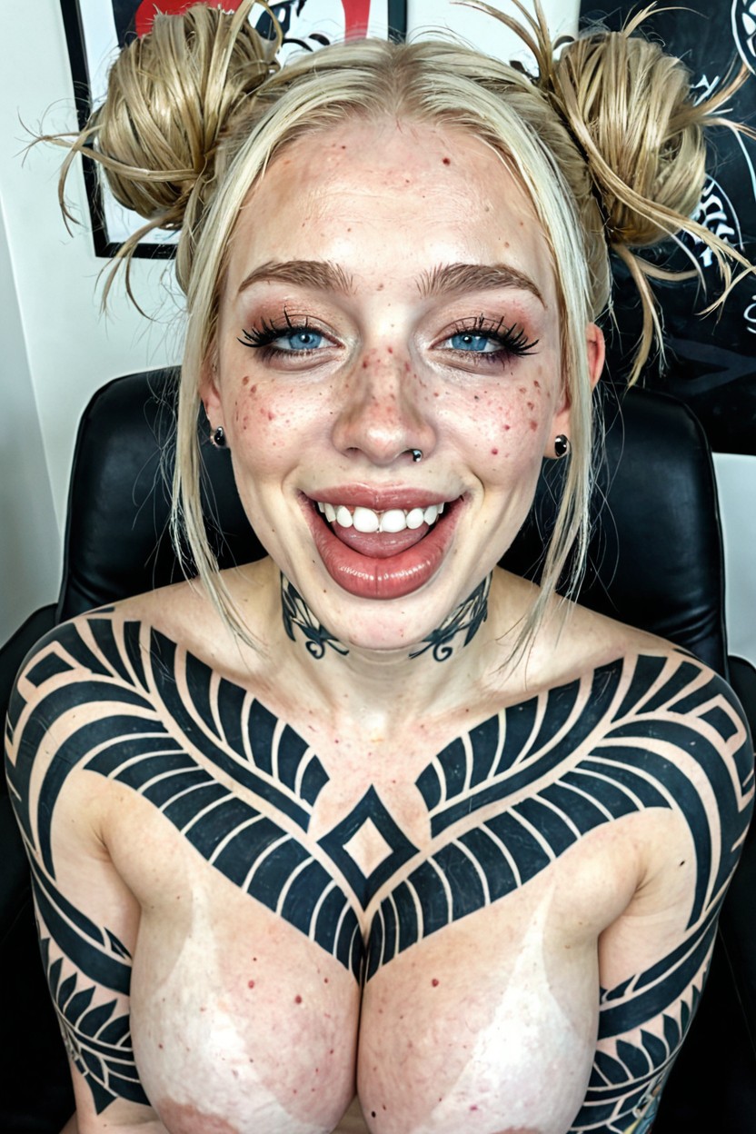 Front View, Large Doe Eyes, Lots Of Freckles AI Porn