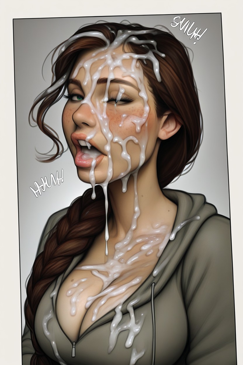 Breasts Exposed, Exposed Tits, Comic Book Style AI Porn
