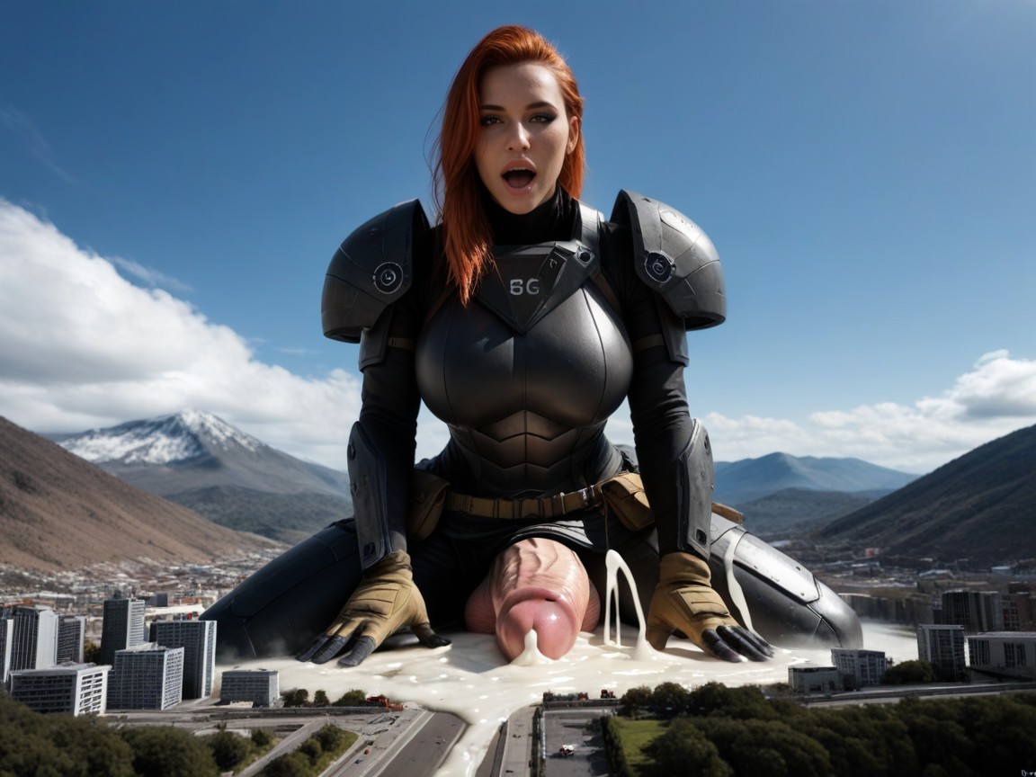 Excessive Cum Shooting From Her Cock Flooding The Entire City, Orgasm, Giant Cock AI Porn