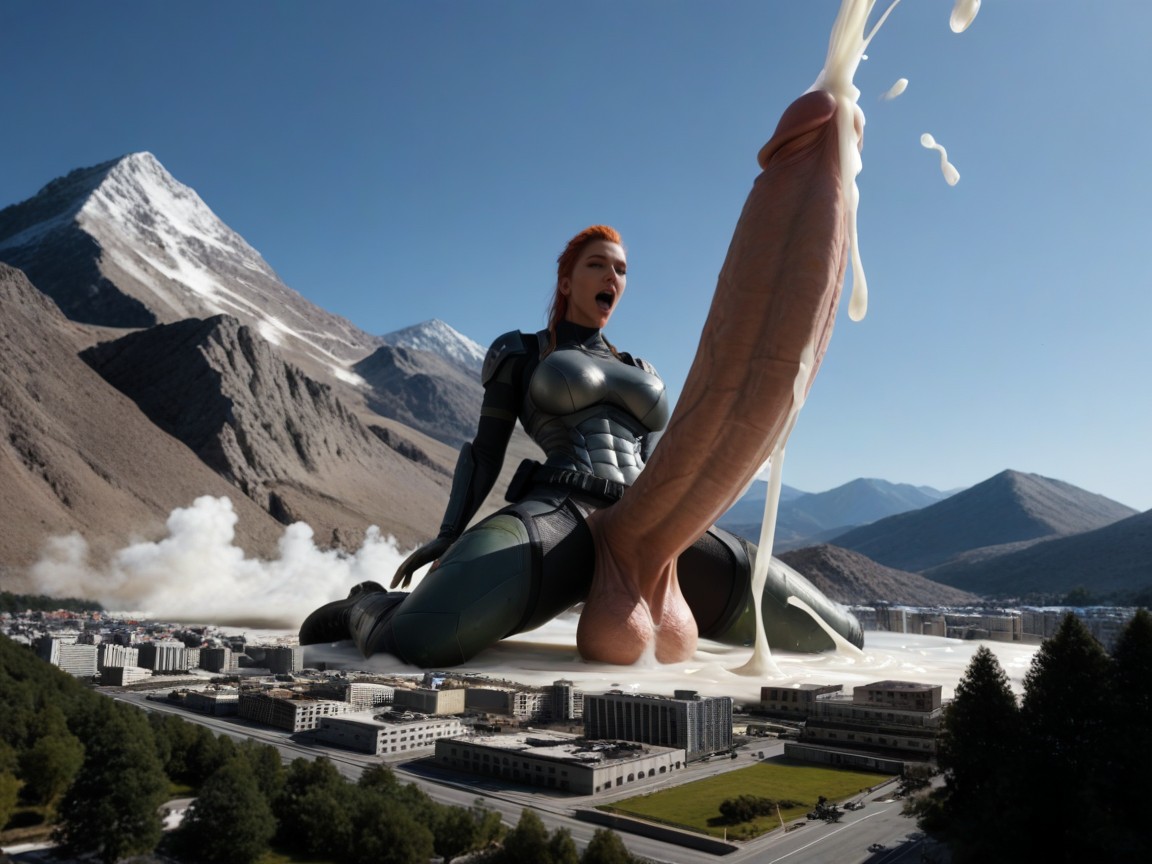 Rubble The Futanari Is Wearing Futuristic Anime-style Outfit, Excessively Bigger Than Mountain, High-tech Materials AI Porn