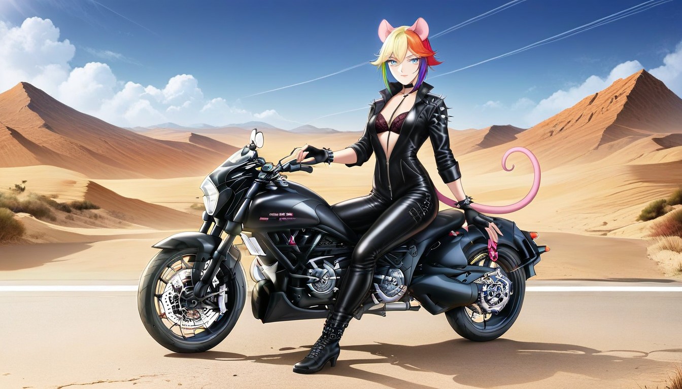 Japanese, Desert Road Background, Japanese Woman AI Porn