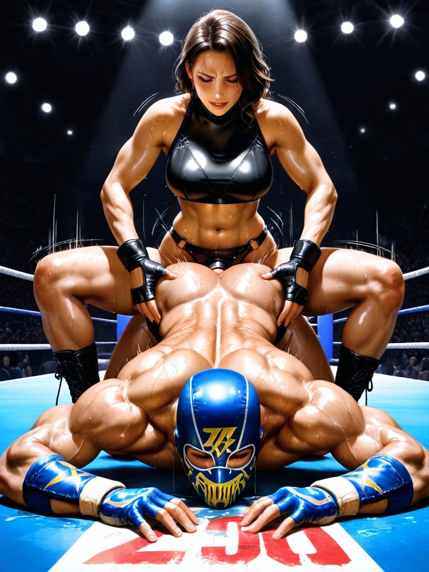 Sweaty, Kneepads, Dark Background AI Porn