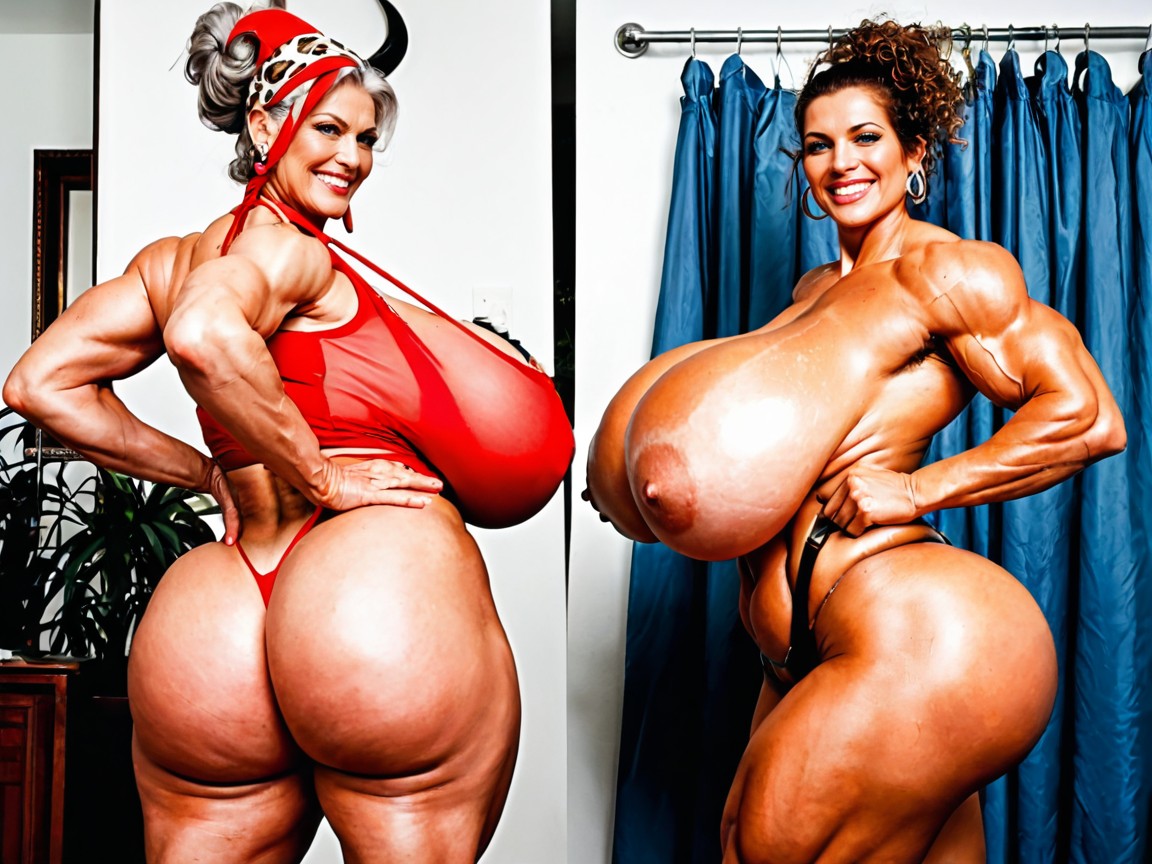 Tight Waist And Abs, Sonriendo, Escote Porno IA