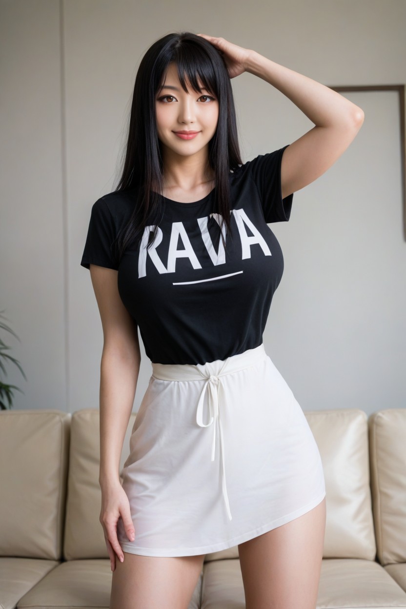 Pale Skin, Black Hair, Slight Smile AI Porn
