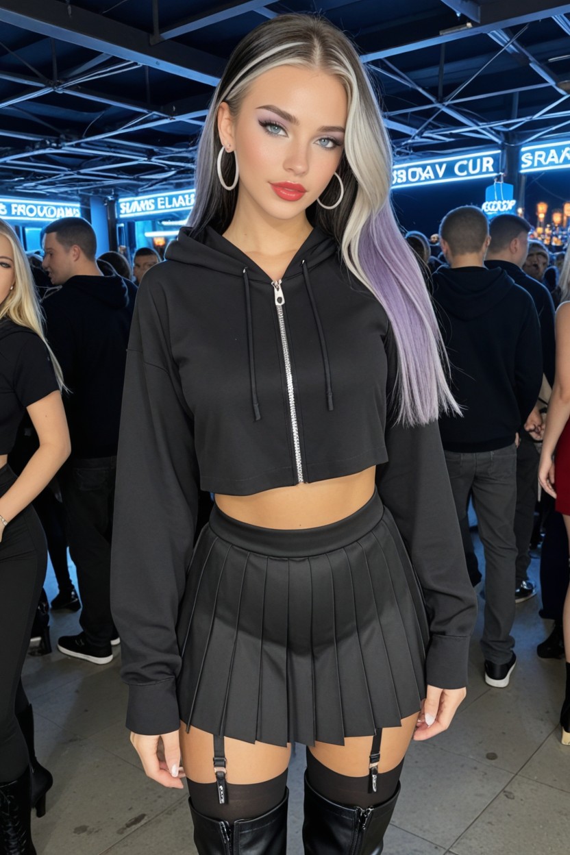Silver Hoop Earrings, Club, De Pie Porno IA