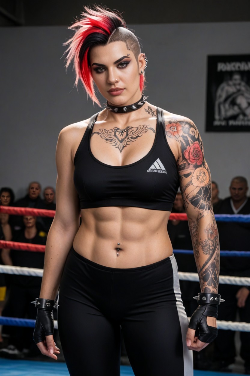 Tattoos On Her Legs, Lots Of Piercingslots Of Tattoos, Bar KI Porno