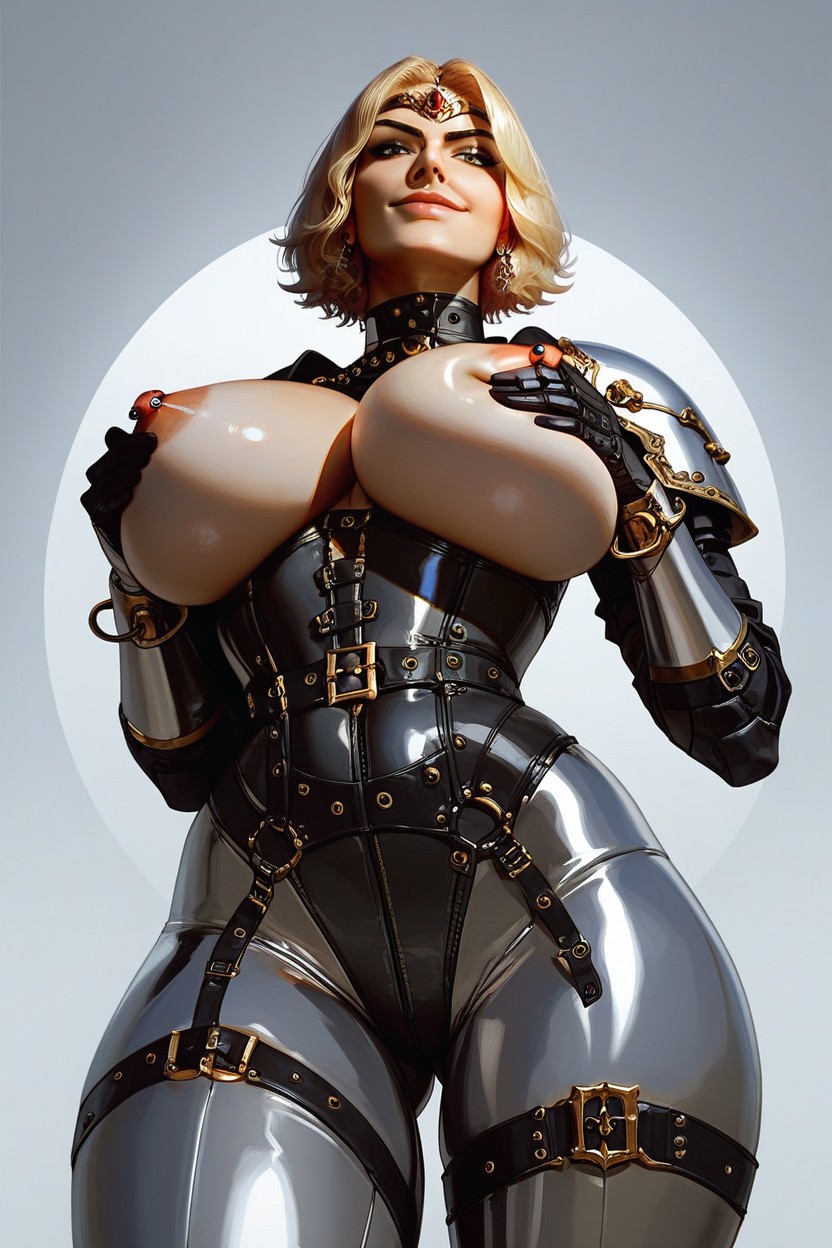 Oiled Skin, Chains, Blond Hair AI Porn