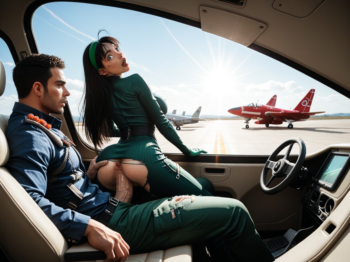 Wearing A Green Flight Suit, Laying On Mans Chest, Lewdua Style Porno IA