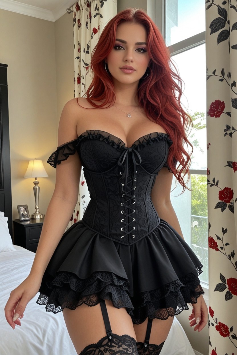 Off Shoulder, Garden Background, Ruffled Bodice Porno IA