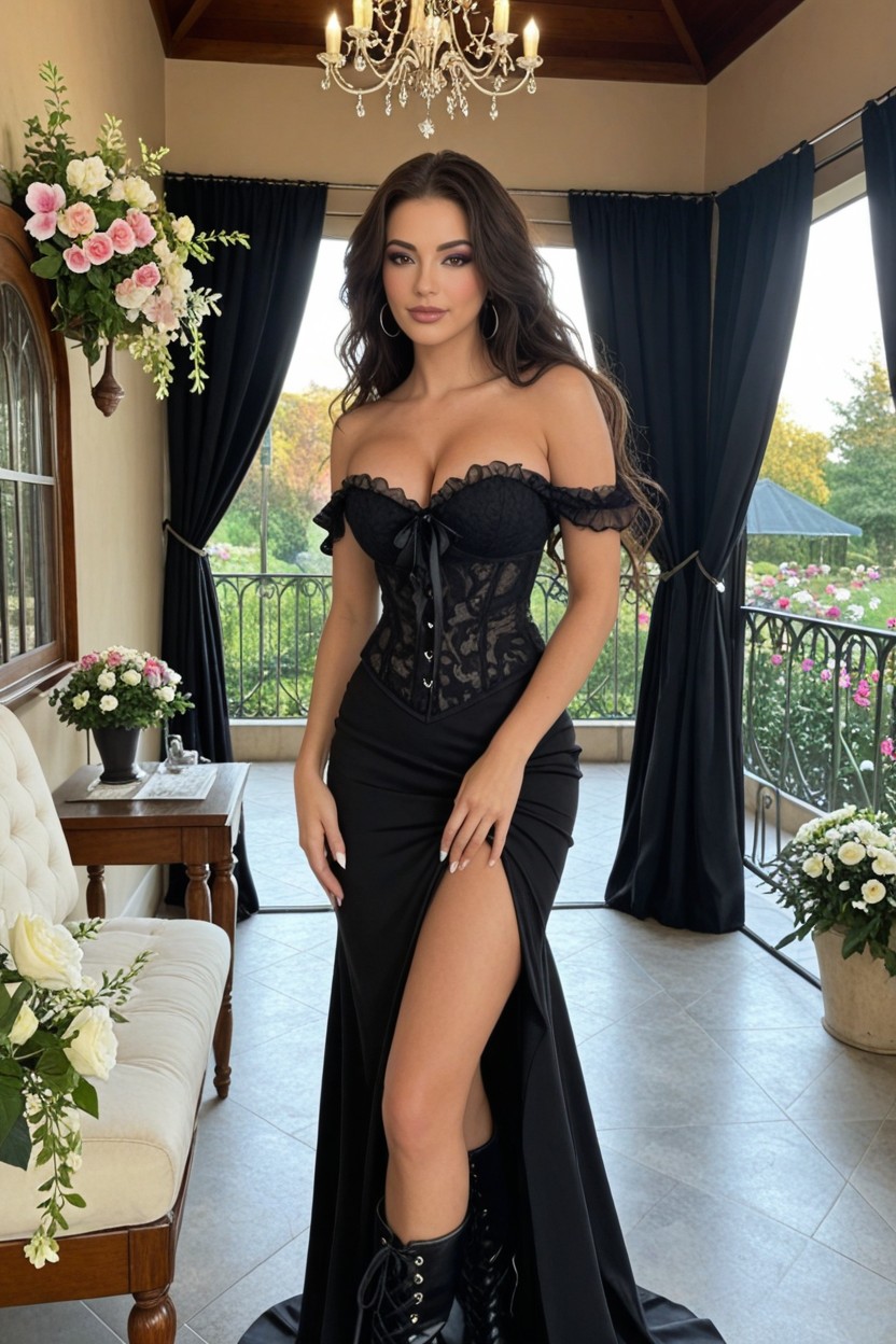 Delgada, Black Ball Gown, Staring At Viewer Porno IA