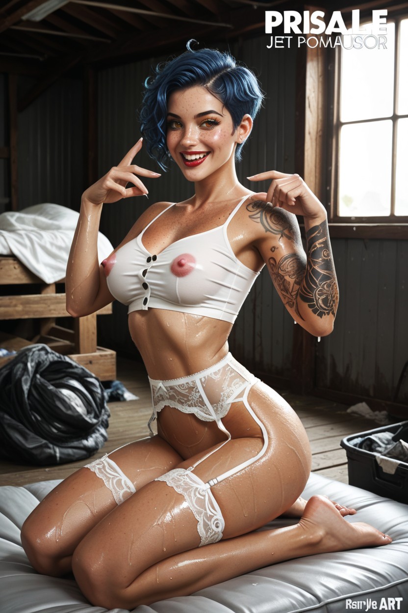 Medium Breasts, Pink Nipples, Detailed Face Porno IA