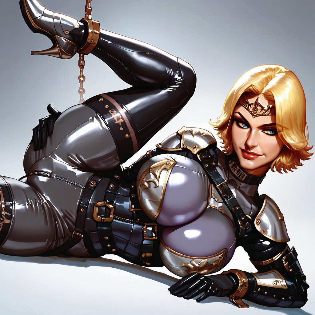 Gold Trimmed Armour, Model Pose, Lara Croft From Tomb Raider Porno IA