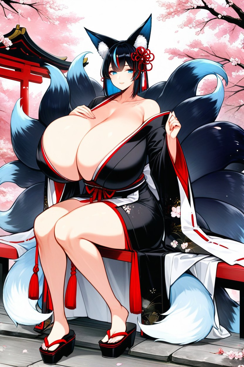 Full Body View, Pelo Multicolor, 1 Persona Porno IA