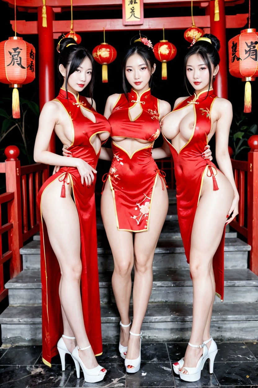 Sideboob, Black And Red Clothes, Underboob AI黃片