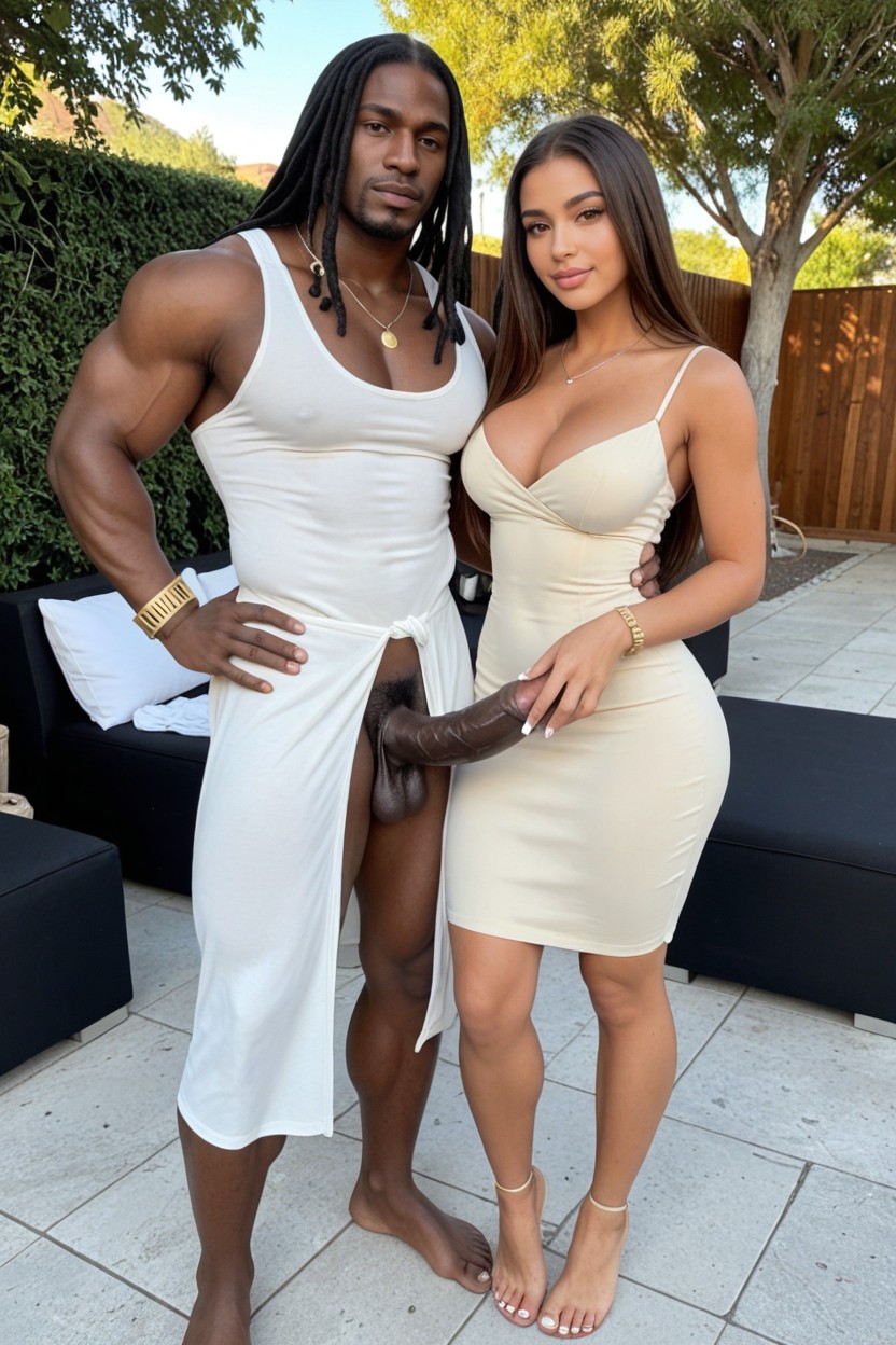 Voluptuous Body, Dark Black Hair, Tall Muscular Black Man With Massive Black Cock AI Porn