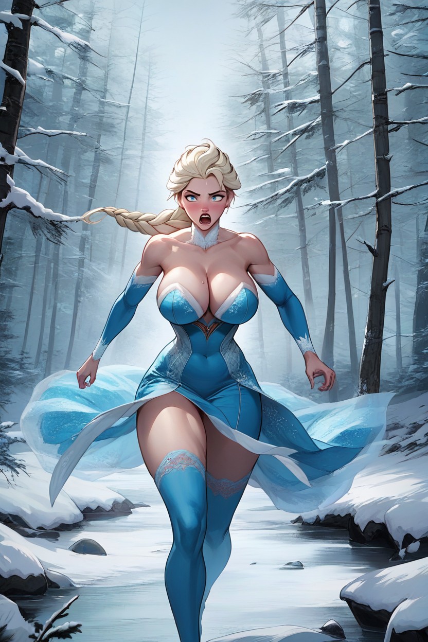 Massive Cleavage, Face, Running AI Porn