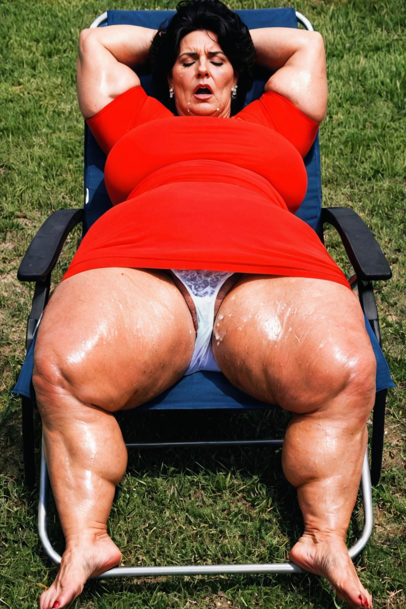 Massive Butt Cheeks, Arms Laying Limply, Face Wrinkles AIポルノ
