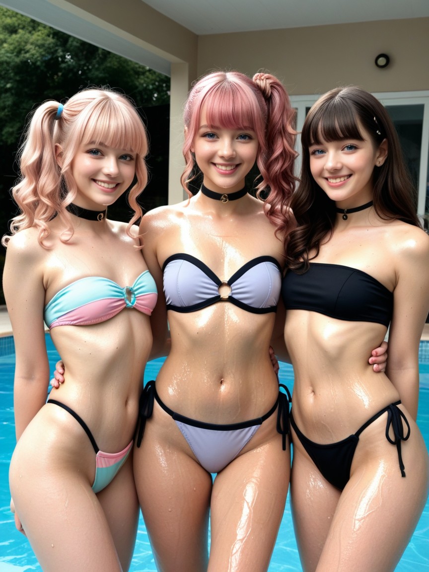 Small Breasts, Two Piece Sexy Bikini, Award Winning Picture AI Porn