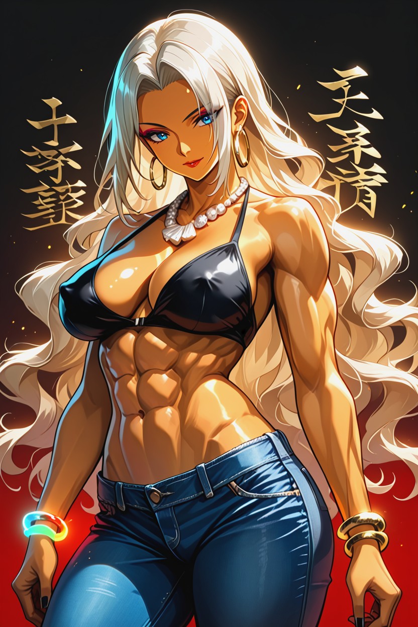 Tight Hips, Blue Denim Jeans, Waist AI Porn