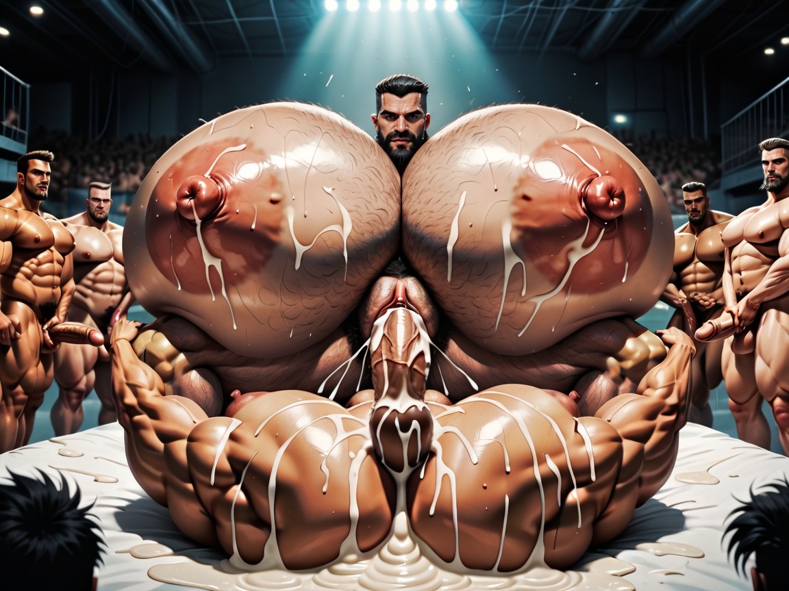 Cum Everywhere On Bodies, Bukakke, Thick Bearded AI Porn