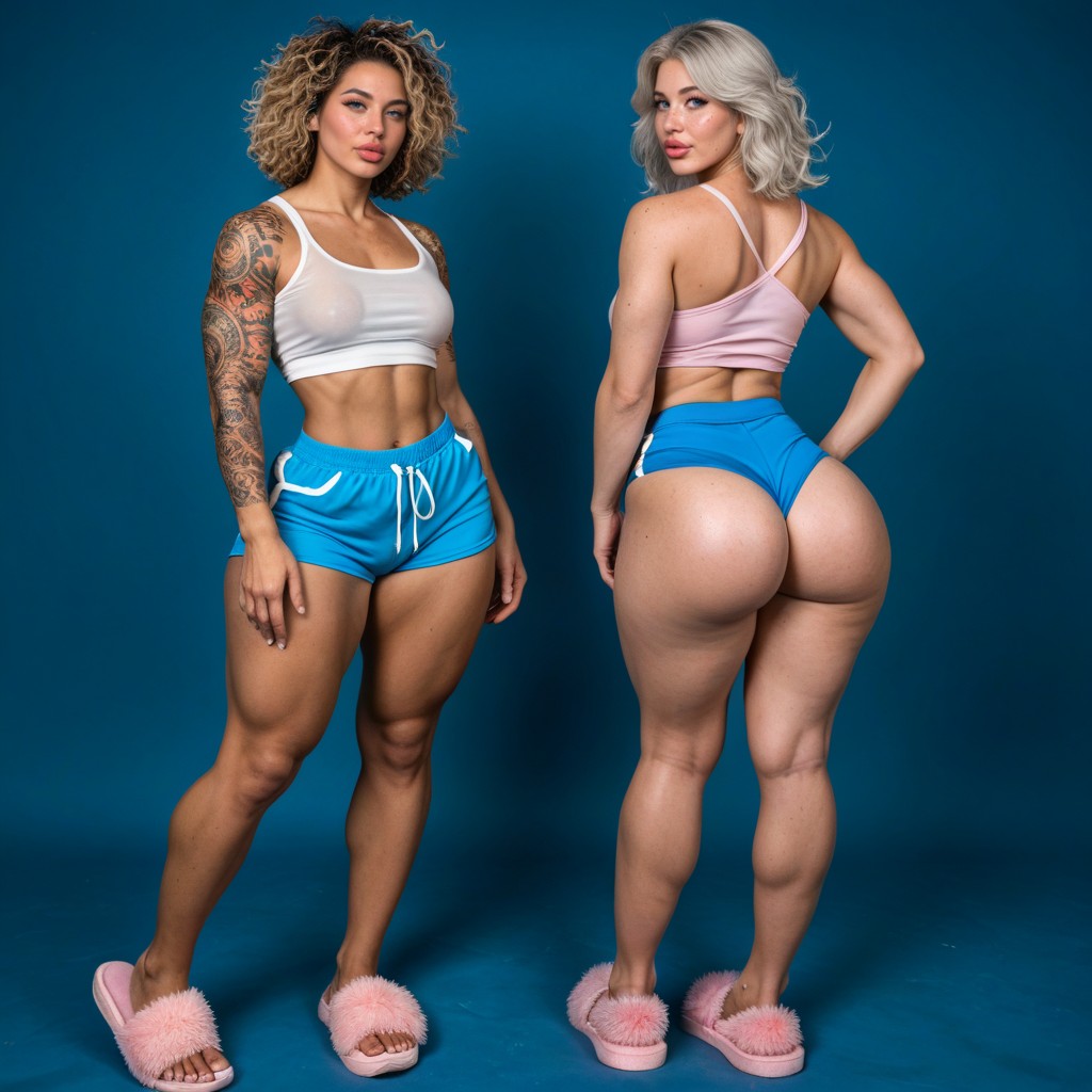 Tattoos On Both Arms, Hyper Gluteal Cleft, Large Doe Eyes AI Porn