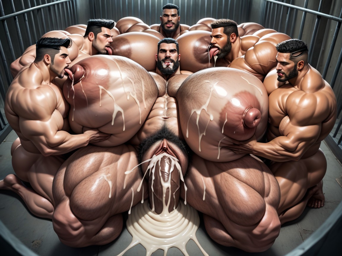 Thick Thighs, Thick Bearded, Oiled Skin AI Porn