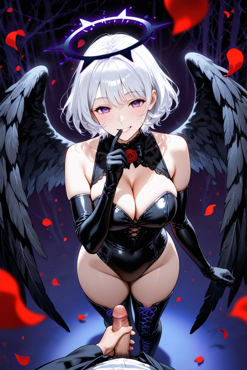 White Hair, Form Fitting, Spooky Halo AI Porn