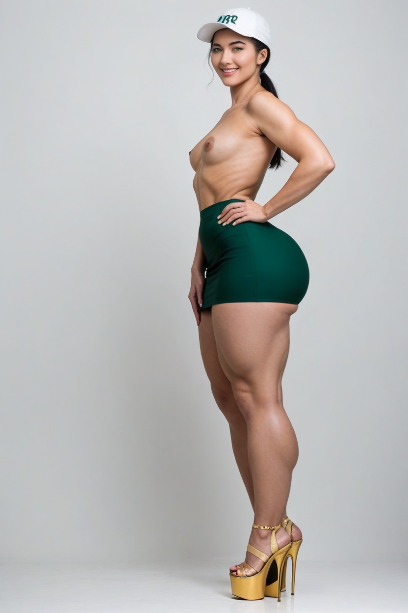 Hair Slicked Back, Bubble Butt, White Background AI黃片