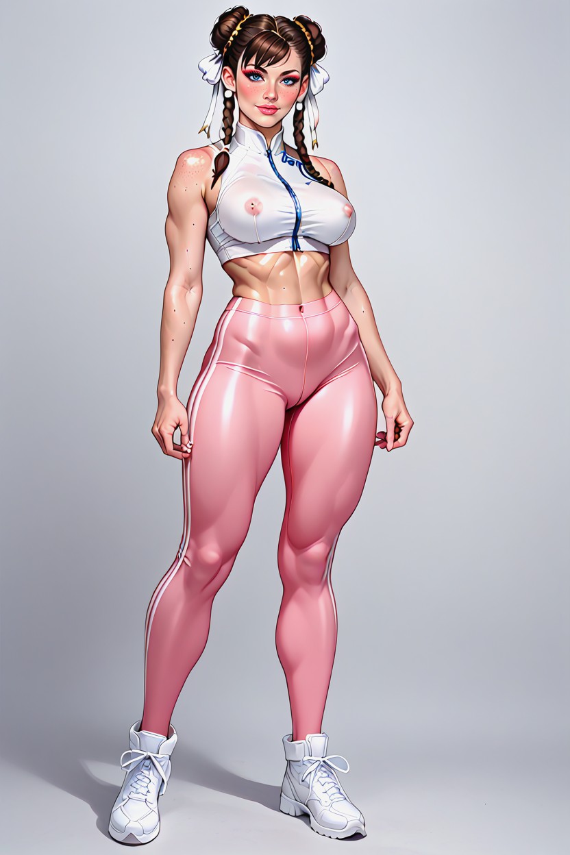 Gorgeus Voluptuos Body Oiled Sweaty Tanned Line, Long Eyelashes, Massive Breast AI Porn