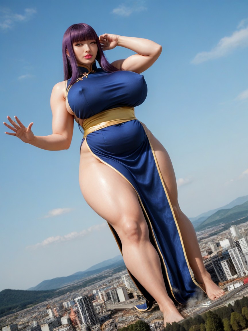 Destroys City, Bigger Than Mountain, Sexy Lips AI Porn