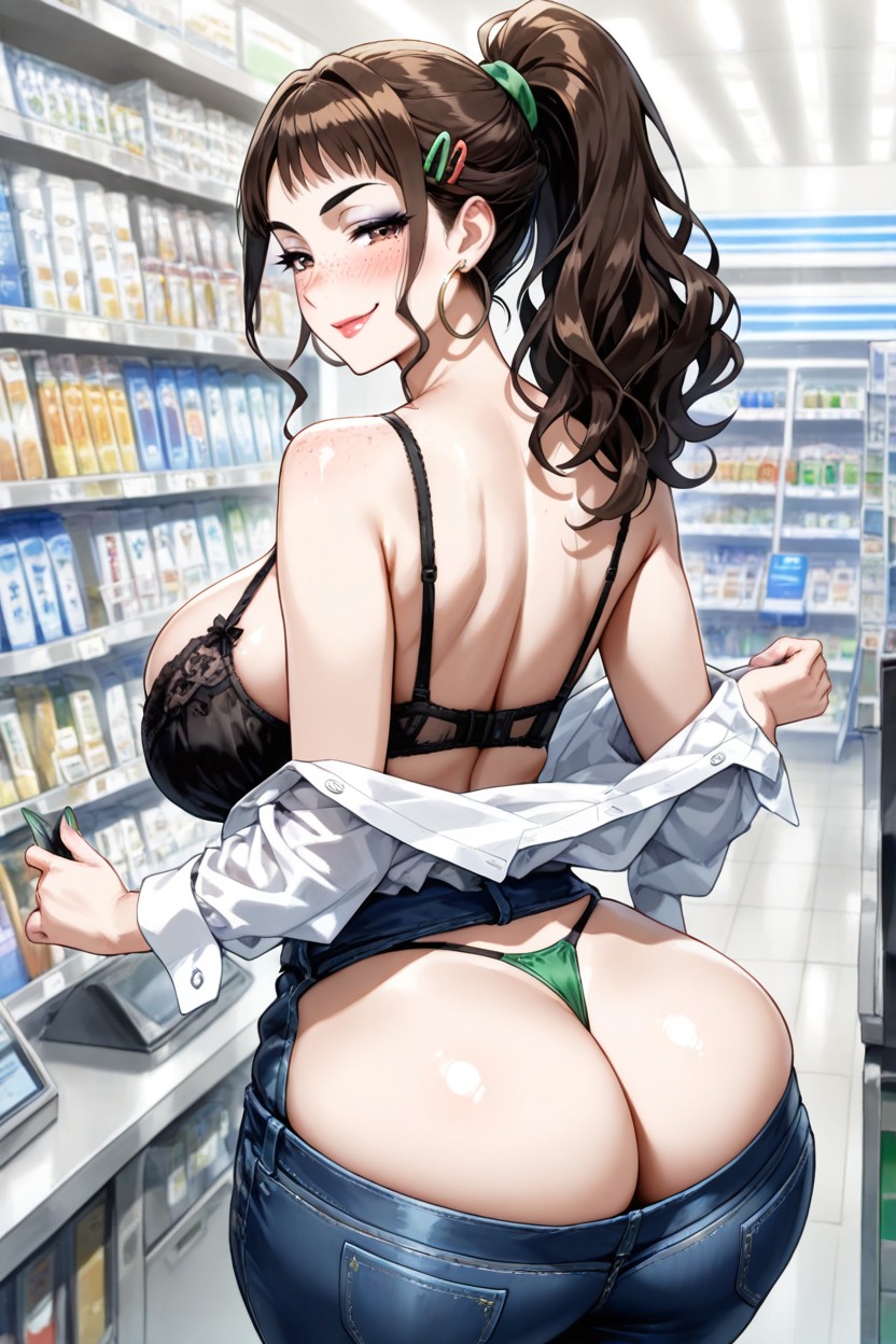 Sexy Wrong Size Black Bra, Huge Ass, Detailed Eyes Porno IA