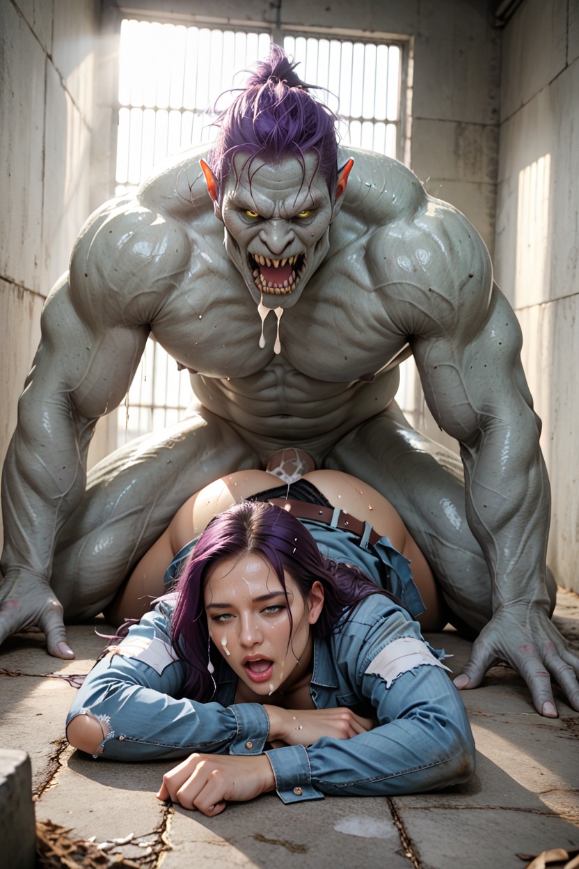 Woman With Dark Purple Hair, Wet Skin, Sweaty Porno IA