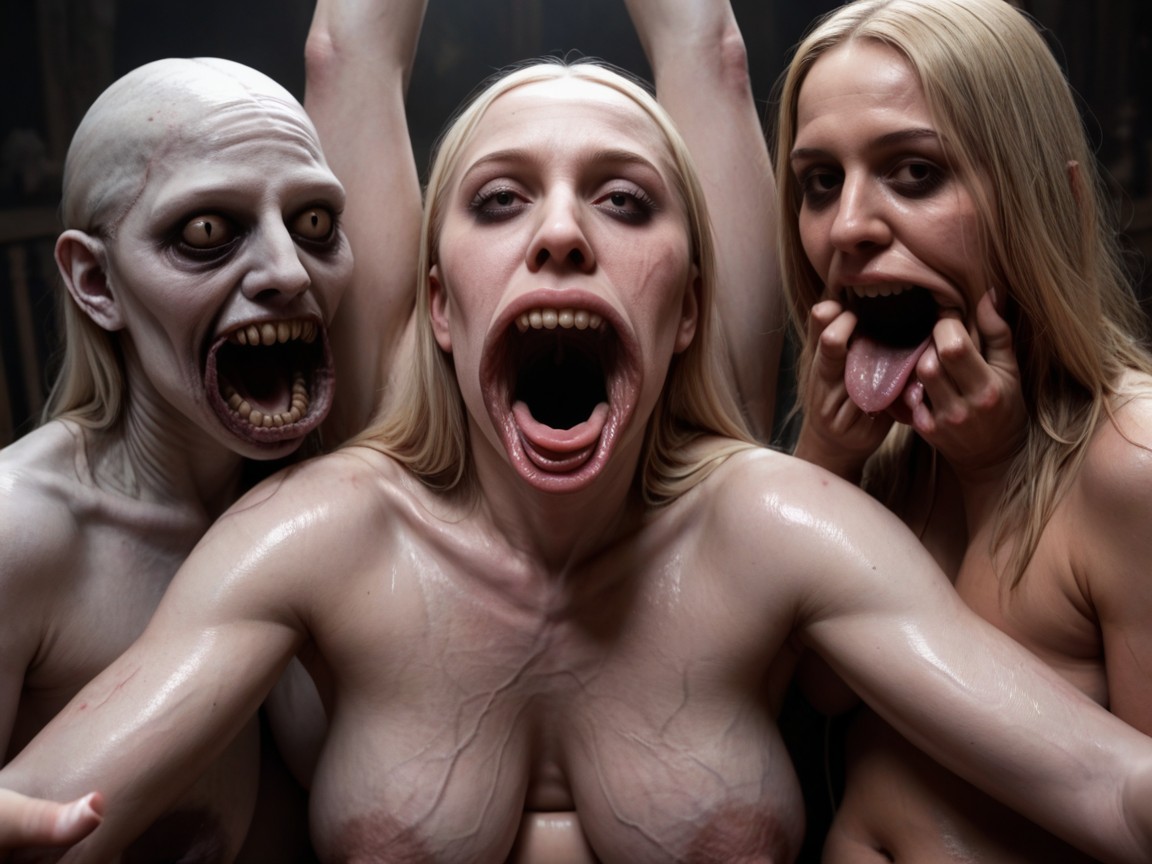 Teeth Visible, Navel Transformed Into Sex Organ, Excessively Large Veins Veiny On Belly Porno IA