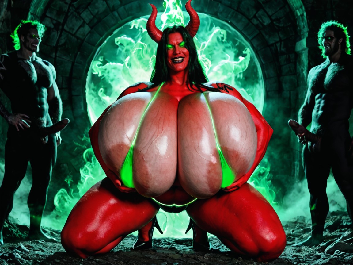 Evil Demonic Face, Green Fluorescent Lighting, Green Fluorescent Lighting AI Porn