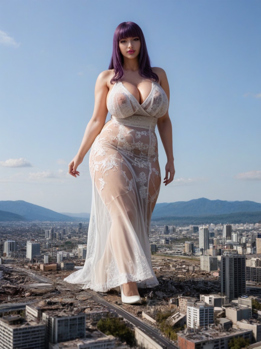 Giga Giantess, Blue Sky, Straight Long Heir And Bangs AI Porn