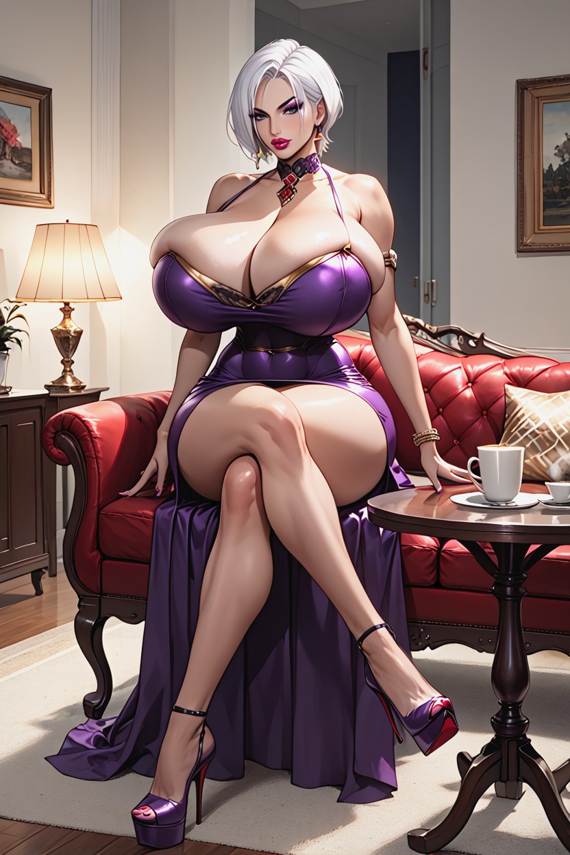 Living Room, Huge Sagging Breast, Short Length AI Porn