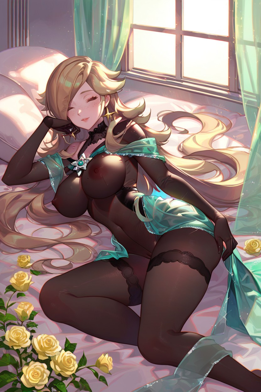 Skin Glowing Radiantly In Sunlight, Extremely Beautiful Face, Super Waist AI Porn