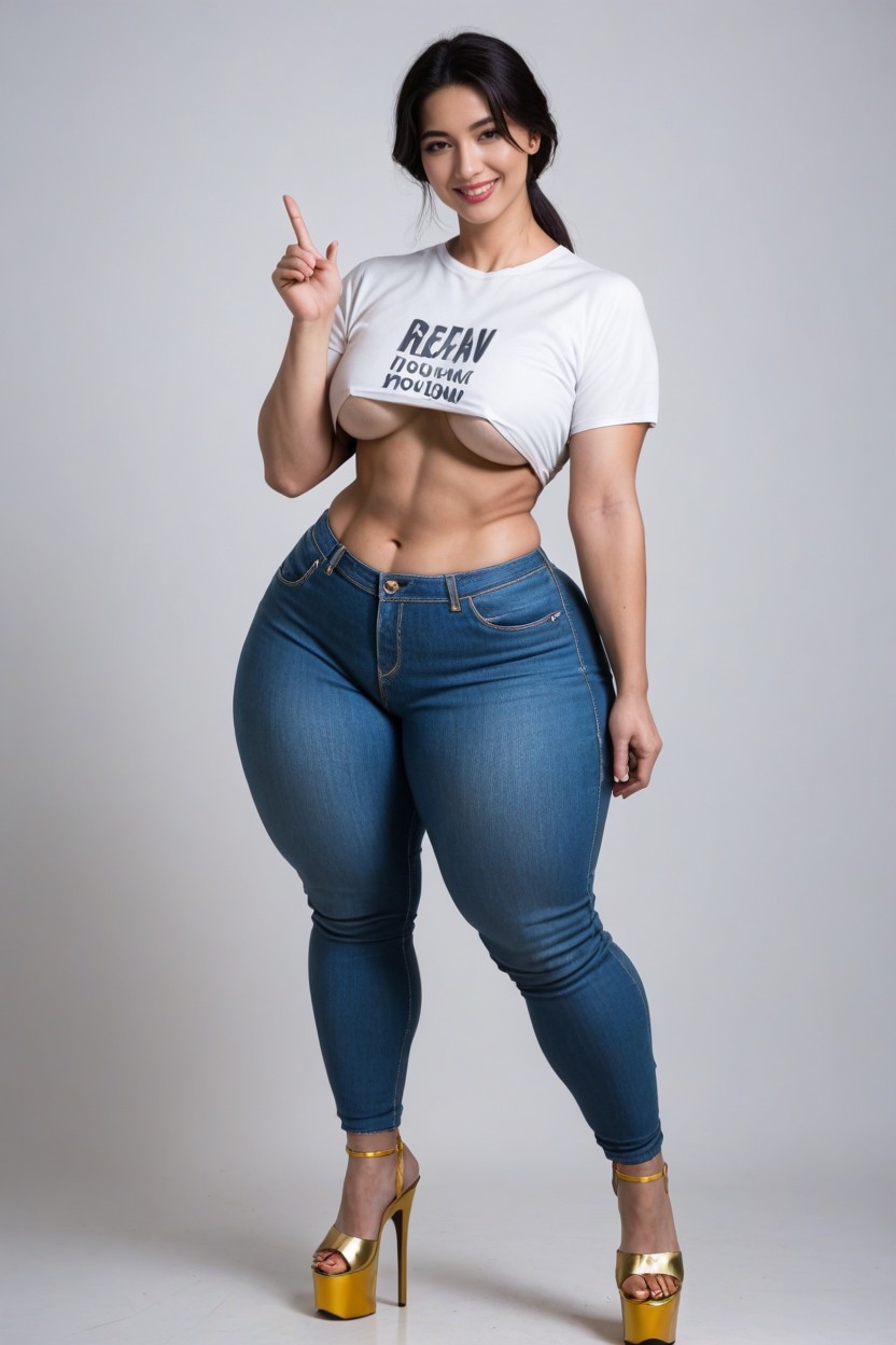 Has Perfect Shaped Hourglass Body, Massive Thick Thighs, Sexy Eyes AI Porn