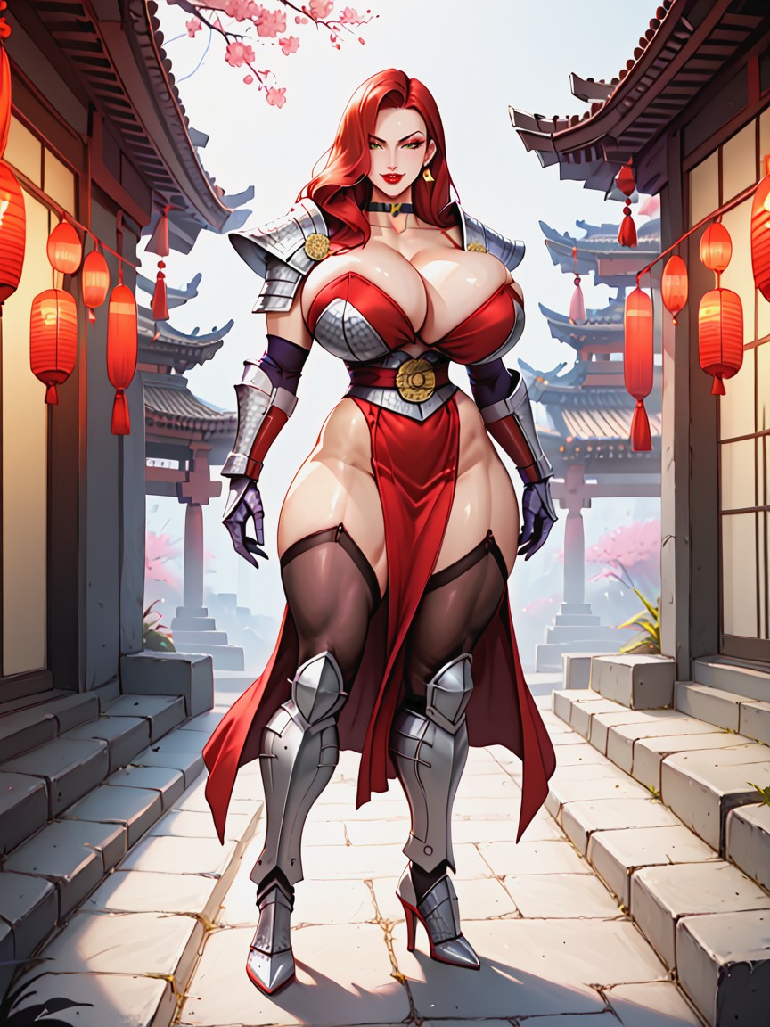 Sexy Eyes, Armor Gloves, Extremely Muscular AI Porn