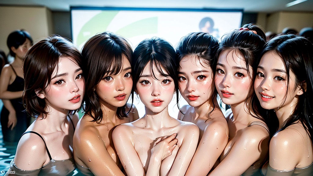 Harem, Dimly Lit, All Women Crossing Eyes AI Porn