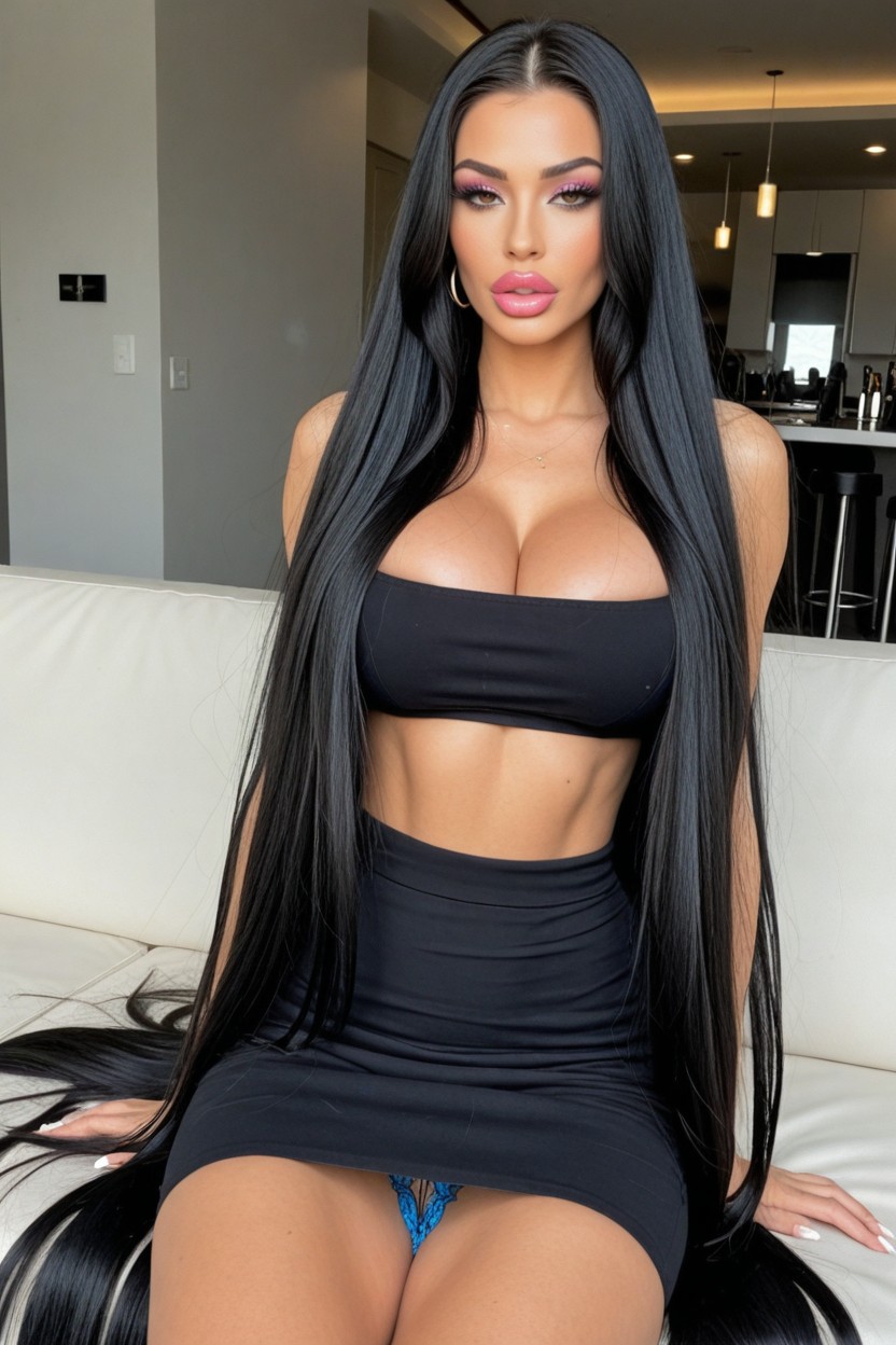 Absurdly Long Hair, Excessively Long High Hair, Absurdly Long Hair AI Porn