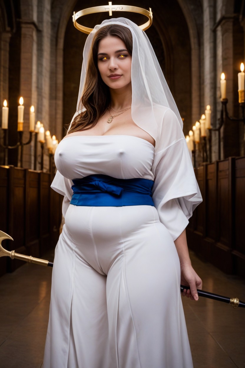 Blue Sash, Sacred Pose, Holy Halo AI Porn