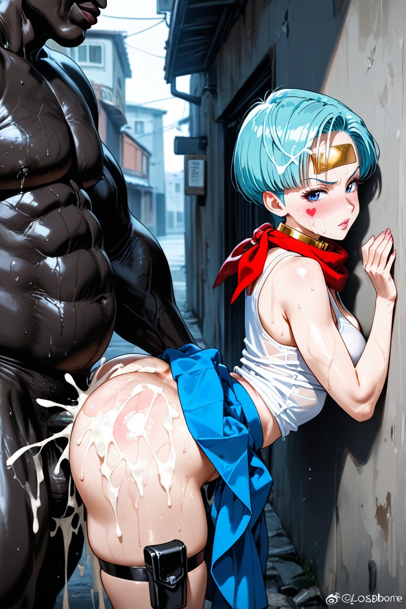 Cum On Cleavage, Tall Black Man Twice Woman's Size, Hyperrealistic AI Porn
