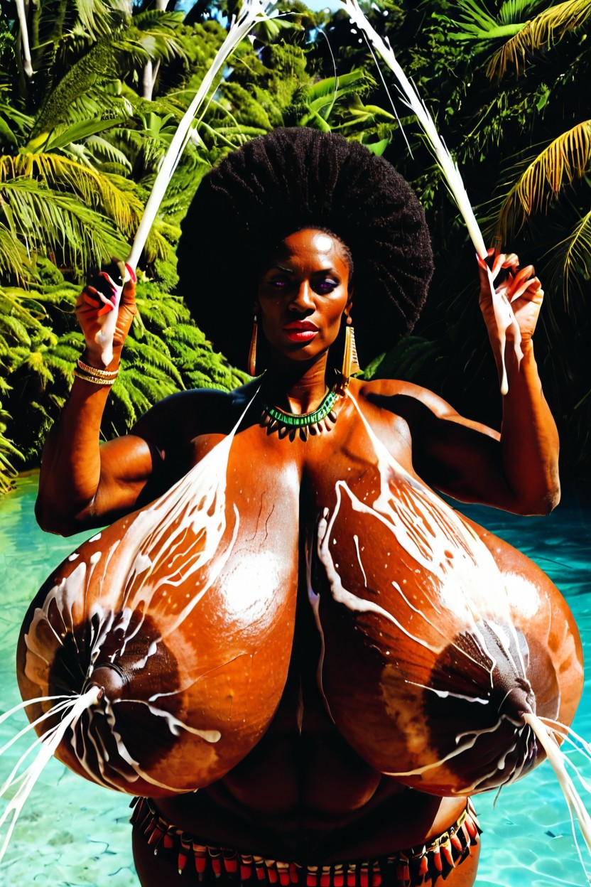 Massive Lactation, African, African AI Porn