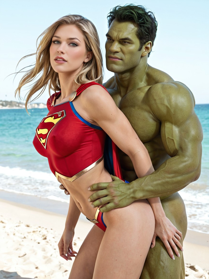 Hulk Penetrates Supergirl In The Ass From Behind, Beautiful Supergirl, Standing AI Porn