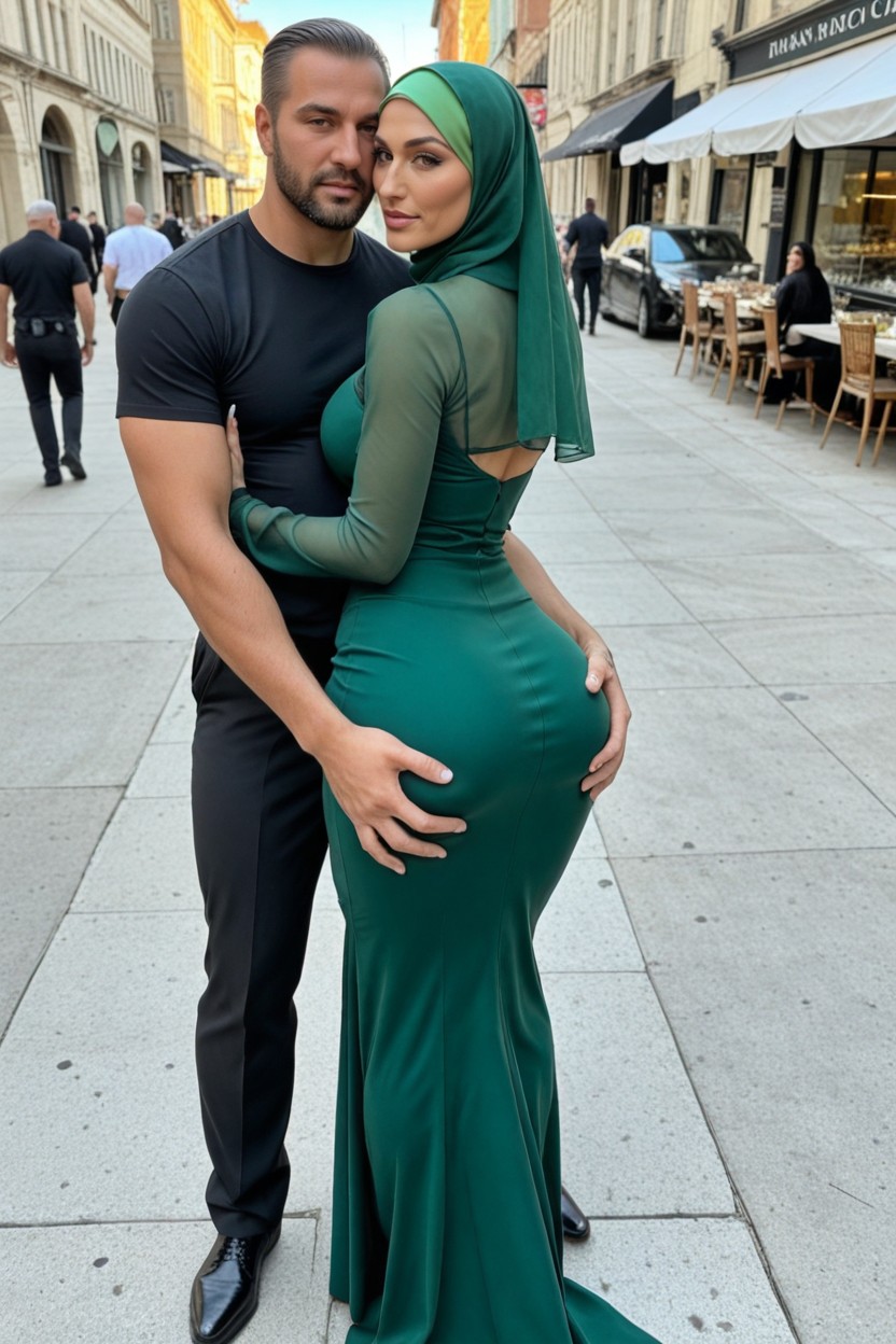Hyper Juicy Big Upper Glutes, Hourglass Body Shaped, Surrounded Ugly Black Man Porno IA